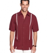 Cubavera's retro-inspired button front shirt is perfectly tailored for casual-day style.