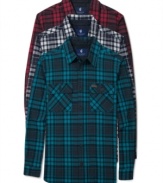 Pop some plaid into your wardrobe with this shirt from Rocawear for some seasonal style.