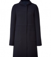 Ultra luxe yet streamlined and chic, this wool-blend coat adds stylish appeal to any look - Small spread collar, long sleeves, concealed front button placket, seaming details, patch pockets, fitted silhouette - Pair with trousers and a blouse or a figure-hugging sheath dress