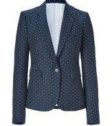 With its cute white dots and sleek tailored cut, Josephs jacquard blazer is a sweet choice for dressing up workweek looks - Notched lapel, long sleeves, buttoned cuffs, buttoned front, flap pockets - Tailored fit - Wear with the matching skirt and flats