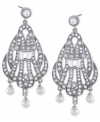 Eclectic elegance. Carolee's double-drop earrings, crafted from silver-tone mixed metal with glistening glass pearls and stones, make a glamorous and bold statement. Approximate drop: 1-1/8 inches.