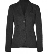 Perfect for dressing up workweek looks, Theorys black woven jacquard blazer is a sleek way to wear this seasons print trend - Notched lapel, long sleeves, buttoned front, front flap pockets - Tailored fit - Wear over sheath dresses, or with slim fit separates to work