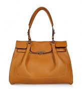 Classic with a twist, this signature Salvatore Ferragamo bag boasts luxe details and an elegant design - Shopper style, front flap with logo lock closure, short top handles, contrast stitching - Great for everyday use or for casual cocktails