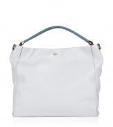 Refined and streamlined, this hobo-style bag from It accessory designer Anya Hindmarch injects of-the-moment chic to any look - Large square shape, hobo style, shoulder strap with silver-tone hardware, contrasting trim, front logo detail - Perfect for daily use or for off-duty chic