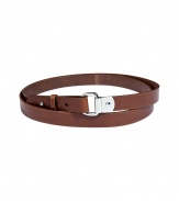 Double-up on style with this sumptuous leather wrap-around belt from Ralph Lauren Collection  - Smooth thin leather belt with silver-tone buckle  - Style with a blouson top, a tunic, or over an oversized cardigan