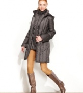 Vertical quilting makes Nautica's cozy down puffer look sleek and sophisticated -- without sacrificing warmth!