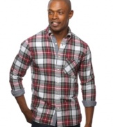 Seasonal style. This plaid flannel shirt from Argyleculture brings you classic fall fashion you can wear anywhere.