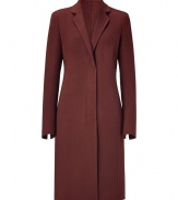 Luxurious wool blend coat - Add dramatic flair to your cold weather wardrobe with this stylish coat - Sleek and slim fit and flattering front seam details - Pair with skinny jeans and a cashmere pullover for daytime luxe - Try with a floral mini-dress, ribbed tights, and knee-high boots