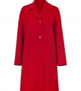 Streamlined and sophisticated, this raglan sleeve wool coat injects classic style into any look - Large spread collar, front button placket, raglan sleeves with seam detail, welt pockets, A-line silhouette - Wear with a pencil skirt, a tie-neck blouse, and peep-toe heels