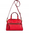 Detailed in textural leather with a practical crossbody strap, Marc by Marc Jacobs convertible tote lends a cool edge to every outfit - Zippered front pocket with luggage tag, metallic embossed logo, double top handles, removable belted shoulder strap, zippered top, inside zippered back wall pocket, 2 front wall slot pockets - Sling across for work, school, or weekend shopping