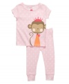 No matter if she's quiet as a pussycat or mischievous as a monkey, you're sweet girl will sleep well in this two-piece set from Carters. A snug fit will keep her safe and warm through the night.