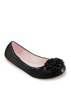 Is she ready for chic grown-up style? This adorable leather Bloch flat boasts a fluttery rosette at the toe.