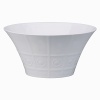 Modern in design with a raised circular pattern, made from French Limoges Porcelain. Dishwasher and microwave safe.