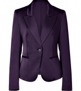 Detailed with just the right amount of stretch for a flawless tailored fit, Steffen Schrauts satin blazer is a statement take on sultry sophistication - Peaked lapel, long sleeves, buttoned cuffs, buttoned front, slit pockets - Tailored fit - Team with everything from tees and skinnies to cocktail sheaths and heels