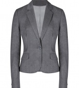 With its sharply tailored fit and timeless classic styling, Hugos sleek blazer is a workweek essential - Peaked lapel, long sleeves, buttoned cuffs, single button closure, front flap pockets - Slightly shorter, tailored fit - Pair with a crisp white shirt and jeans, or dress up for work with a pencil skirt and peep-toes