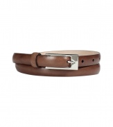 Luxurious belt of fine, cocoa brown leather - An absolute It piece, because its feminine and crazy decorative - Slim shape, with an elegant, silver buckle - An ingenious upgrade for simple basics - Pair with a white blouse as well as a sharp top, mini skirt or a long cardigan