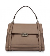 The ultimate investment piece, this Valentino purse boasts a classic shape with modernized styling - Top carrying handle, front flap, gold-tone hardware and front stud detail - Perfect for everyday use or for early evening cocktails