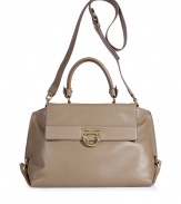 Invest in classic style with this refined tote from Salvatore Ferragamo - Front flap with gold-tone Gancini detailed closure, top carrying handle, adjustable and convertible shoulder strap, Gancini side detail, back zip pocket - Great for everyday use or for off-duty chic