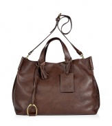 An equestrian-chic aesthetic informs this ultra-luxe textured leather tote from Ralph Lauren Collection - Large carryall shape, top carrying handles with bit charm detail and logo patch, convertible shoulder strap, small inside pockets for valuables - Perfect for everyday use or paired with an off-duty chic ensemble