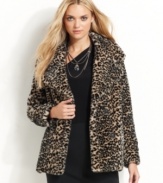 Wrap yourself up in a plush faux-fur jacket from DKNY Jeans. Featuring a chic animal print and vintage-inspired silhouette, it's great for transitioning from day to night!