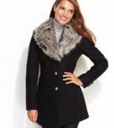 Esprit gives you options for outerwear: wear this chic wool-blend coat with or without detachable faux-fur collar!