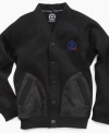 Add an extra layer for warmth and scholastic style with this LRG cardigan sweater.