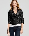 Andrew Marc Cropped Waxed Lamb Leather Jacket