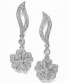 Up the elegance factor. Eliot Danori's Plumeria earrings feature a wistfully graceful design that frames your face. Crafted in silver tone mixed metal with sparkling crystals and an intricate floral shape. Approximate drop: 1-1/2 inches.