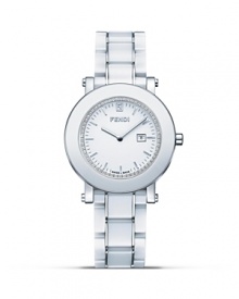 Fendi Round Ceramic Stainless Steel Watch with Diamonds, 38mm