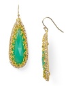 Channel vintage-inspired elegance with Alexis Bittar's drippy jewels. Perfectly retro, this pair of teardrop earrings boasts boldly colored stones rimmed in glistening gold plate.