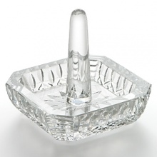 A delicate way to safeguard a treasured symbol of love, the Lismore Square Ring Holder adds style and sophistication to any vanity, dresser, even kitchen counter. The perfect place to keep wedding rings when not worn. The square base allows for additional jewelry storage.