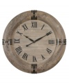 Put in the time with a handsome Dodson wall clock from Uttermost. Measuring over two feet across in natural wood with black metal numbers and antiqued nail heads, it's a handsome piece for down-to-earth settings.