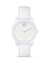 Medium Movado BOLD watch with white dial detailed with Swarovski® crystal elements.