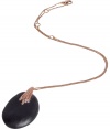 This glamorous necklace is an ultra-chic addition to any outfit - Stunning rounded Lucite pendant with rose gold-plated detailing on a filigree link chain - Style with elevated basics for day or with cocktail-ready attire for evening - Made by famous jewelry genius and celeb favorite Alexis Bittar