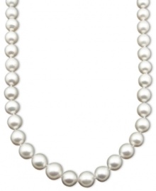 Sweet simplicity. Belle de Mer's polished strand features grade A cultured white South Sea pearls (9-11 mm) with a 14k white gold clasp. Approximate length: 17 inches.