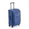 Recessed extra long locking trolley handle made of aircraft grade aluminum with one button operation, for ease of use. Reinforced corners and kickplate offer additional protection against wear. Fully lined interior with tie down straps to keep your clothing wrinkle free. Integrated privacy ID tag. TSA accepted lock.