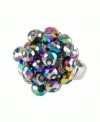 Add a stylish and playful element to your style. This glittering ring by City by City features all the colors of the rainbow in one chic cluster. Crafted in mixed metal. Ring stretches to fit finger.