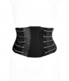 Luxe corset belt in fine synthetic fiber and stretch blend - Especially comfortable thanks to a touch of Elastane - A sophisticated and utterly wearable standout from Chantal Thomass - Chic lace-up detail - Contours the waist and creates a flattering, super-sexy silhouette - Wear with a white blouse and leather leggings or cinch the waist of a fitted maxi dress