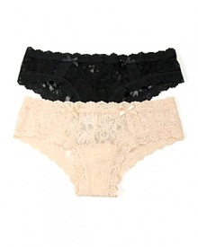 A fun, flirty hipster with soft mesh body, lace trim and lace overlay.