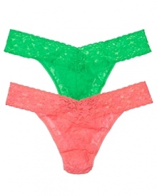 A soft stretchy lace original style thong with a thick signature lace waistband in new fashion colors!