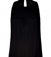 Add instant sophistication with this luxe pleated top from Versace - Round neck, sleeveless, all-over pleating, back keyhole opening with button, relaxed silhouette - Wear with slim trousers, platform pumps, and an oversized tote