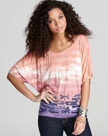 Splashed with a tie-dye print, this Hard Tail tee lends serious cool (and color) to your favorite jeans.