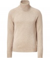 With its ultra luxurious cashmere and understated elegant shades of cream heather, Neil Barretts turtleneck pullover is a timeless classic must - Turtleneck, long sleeves, ribbed trim, slim fit - Pair with tailored trousers and lace-ups