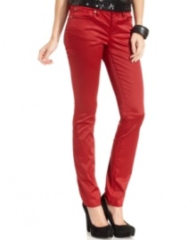 Look party-perfect in Jessica Simpson's five-pocket style sateen skinny pants!