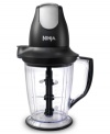 When it comes to battles with food, the Ninja food processor is always victorious, packing a high-powered interchangeable motor head that works with a 16 ounce bowl, 40 ounce pitcher and 48 ounce pitcher for compatibility with every recipe. Simply add ingredients, choose your container and pulse for precision results that wow. 1-year limited warranty. Model QB1004.