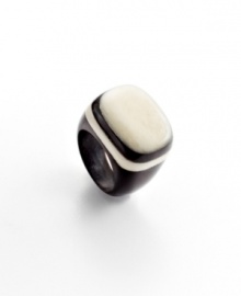 A real natural, this Heart of Haiti ring is crafted entirely by hand, combining black horn and ivory bone in a piece that makes a lasting impression.