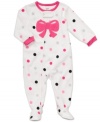 Carter's plush microfleece coverall will conjure up sweet dreams with its sweet scattering of polka dots and bows.