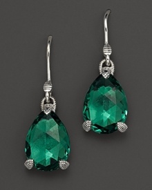 Faceted, pear-cut green quartz drops, set in sterling silver, make a classic style statement.