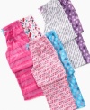 Bright colors and patterns energize her sleep-time style in these comfortable pants from Calvin Klein. (Clearance)