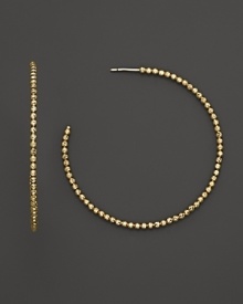 14K. yellow gold beads add fascinating texture and brilliance to classic hoops. By Lana.